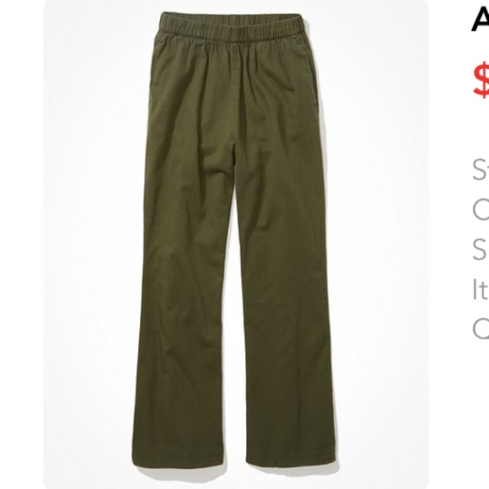AMERICAN EAGLE Wide Leg Olive Green Pants